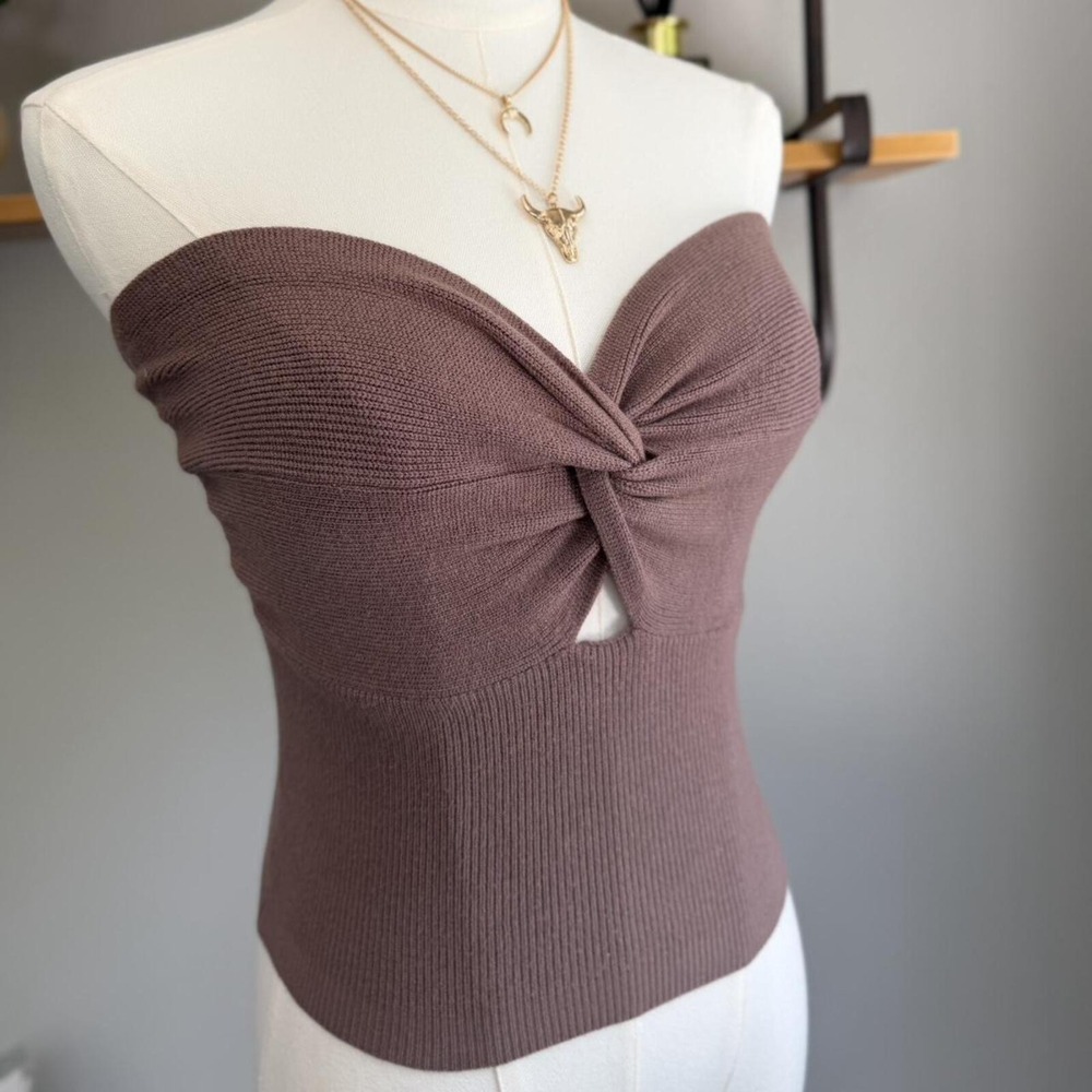 Women's Brown crossover tube top - Picture 5 of 8